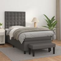 Boxspring met matras kunstleer grijs 90x190 cm