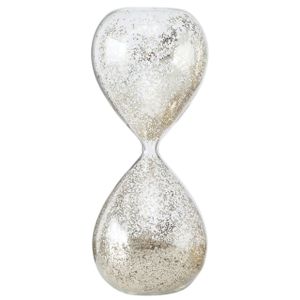 Decoratie zandloper glas zilveren glitters 20 cm   -