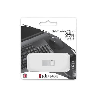 USB stick Kingston DTMC3G2/64GB Sleutelhanger Zilverkleurig Zwart 64 GB