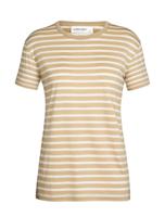 Icebreaker Granary SS Stripe Dames T-shirt Sand/Ecru Hthr/S S