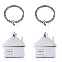 Sleutelhanger met huisje - 5x - metaal - 3,5 cm - woning - nieuw huis - makelaar cadeau