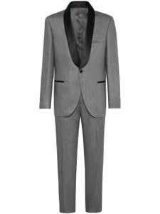 Brunello Cucinelli costume en lin à veste à simple boutonnage - Gris