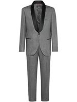 Brunello Cucinelli costume en lin à veste à simple boutonnage - Gris