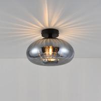 Plafondlamp Zareon vetro fumé - E27-fitting - 25W - Rookglas - Metalen drager - Zilver en zwart - IP20 voor binnen