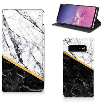 Samsung Galaxy S10 | Standcase | Marmer Wit Zwart - Origineel Cadeau Man