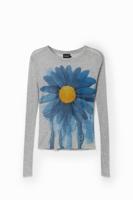 Geribd T-shirt hoge hals madeliefje - BLACK - L Geribd T-shirt hoge hals madeliefje - BLACK - L
