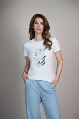 Elvira Casuals T-shirt Santorini E2 26-041 T-shirt Korte Mouw 15 Off White