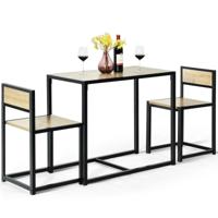 3-Delige Tafel Groep Dining Groep Bartafel Set Keukentafel Eettafel Tafel + 2 Stoelen Naturel