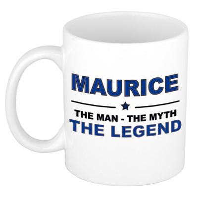 Maurice cadeau mok - man myth legend - naam koffiemok / beker - wit en blauw - 300 ml