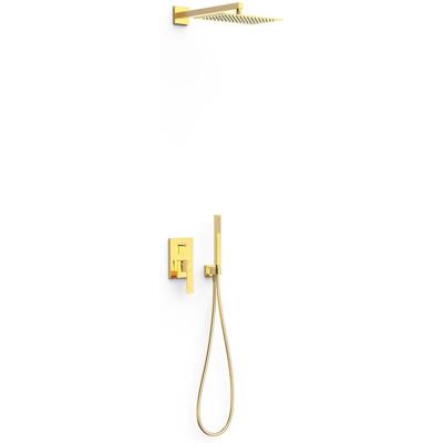 Regendouche set Tres Slim | Inbouw | Mengkraan | 2-weg | Vierkant | 24k Goud glans