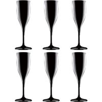 Set van 12x stuks champagne/prosecco flutes glazen zwart 150 ml van onbreekbaar kunststof