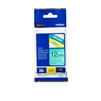 Brother Gloss Laminated Labelling Tape - 12mm, Black/Green labelprinter-tape TZ