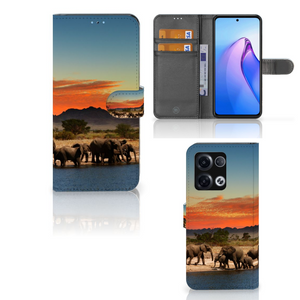 OPPO Reno8 Pro Telefoonhoesje met Pasjes Olifanten