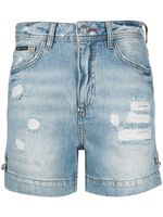 Philipp Plein short en jean Iconic Pins - Bleu