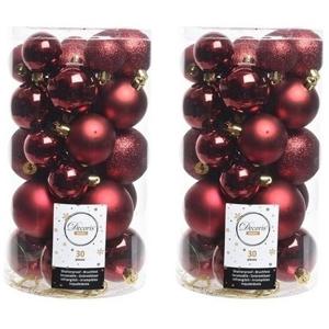 Decoris kerstballen - 60x st - donkerrood - 4-5-6 cm - kunststof - kerstversiering