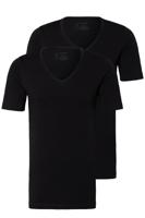 Schiesser T-shirt 95/5 met V-hals 2-pack zwart