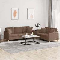 2-delige Loungeset met kussens stof bruin