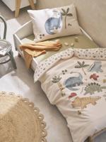 Dekbedovertrekset + kussensloop baby MINISAURUS ecru