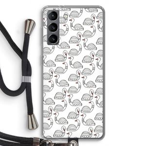 Zwanen: Samsung Galaxy S21 Transparant Hoesje met koord