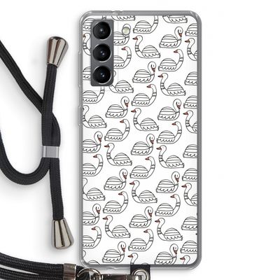 Zwanen: Samsung Galaxy S21 Transparant Hoesje met koord
