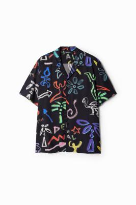 Shirt met artistieke motieven - BLACK - M