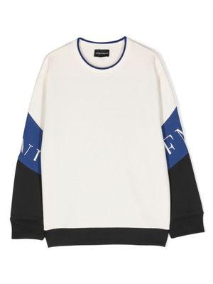 Emporio Armani Kids sweat colour block à logo brodé - Blanc