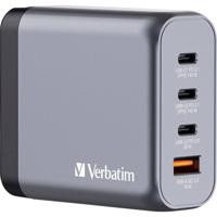 Verbatim GNC-140 GaN USB-oplader 140 W 1x USB-A, 3x USB-C USB PD, QC 3.0, USB PD 3.0, USB PD 3.1 GaN, Met adapter voor Europa, Met adapter voor Verenigd Verbatim GNC-140 GaN USB-oplader 140 W 1x USB-A, 3x USB-C USB PD, QC 3.0, USB PD 3.0, USB PD 3.1 GaN, Met adapter voor Europa, Met adapter voor Verenigd