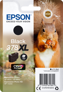 Epson Squirrel Singlepack Black 378XL Claria Photo HD Ink