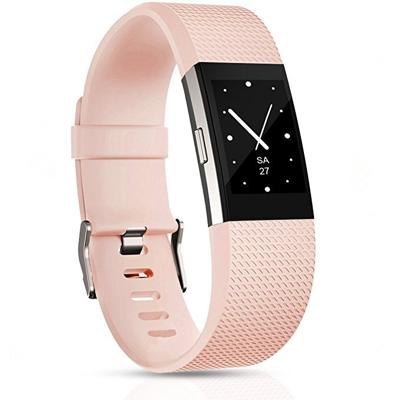 Vierkant patroon verstelbare sport polsband voor FITBIT charge 2 (lichtroze)