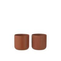 J-Line bloempot Gen - keramiek - bruin - medium - 2 stuks - Ø 15 cm