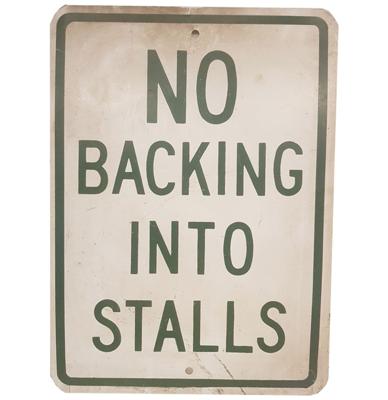 No Backing Into Stalls Zwaar Metalen Straatbord - Origineel