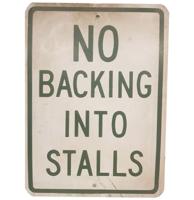 No Backing Into Stalls Zwaar Metalen Straatbord - Origineel