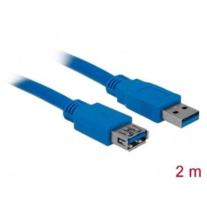 Delock USB-kabel USB 3.2 Gen1 (USB 3.0 / USB 3.1 Gen1) USB-A stekker, USB-A bus 2.00 m Blauw Vergulde steekcontacten 82539