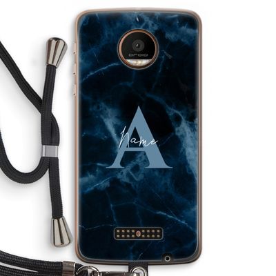 Midnight Marble: Motorola Moto Z Force Transparant Hoesje met koord