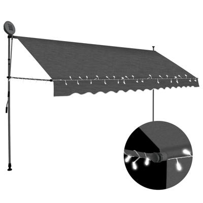 Luifel handmatig uitschuifbaar met LED 400 cm antracietkleurig