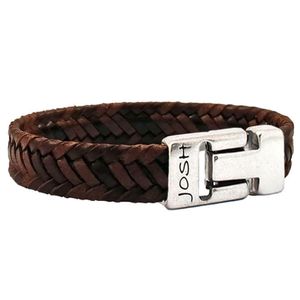 JOSH 24825-BRA-S-CO Armband leder cognac-zilverkleurig 15 mm 22 cm