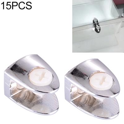 15 stuks zink legering heldere vaste beugel aansluiting nagel glas Bevestigingsklem