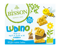 Bisson Ludino koekjes met melkchocolade 4 zakjes bio 160 Gram