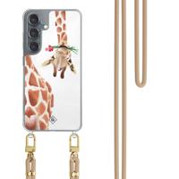 Samsung Galaxy S25 hoesje met beige koord - Giraffe