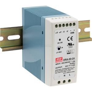 Mean Well DRA-60-12 DIN-rail netvoeding 12 V/DC 5 A 60 W Aantal uitgangen: 1 x Inhoud: 1 stuk(s)