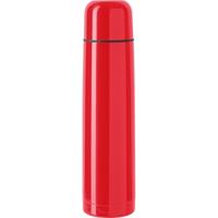 RVS thermosfles - isoleerkan - 1 liter inhoud - rood - Thermoskan / warmhoudkan