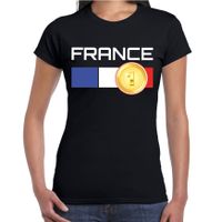 France / Frankrijk landen shirt met gouden medaille en Franse vlag zwart voor dames 2XL  -