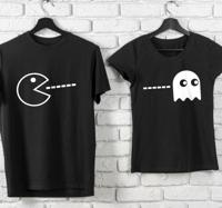 Couple t shirts Eenkleurige pac-man en geest