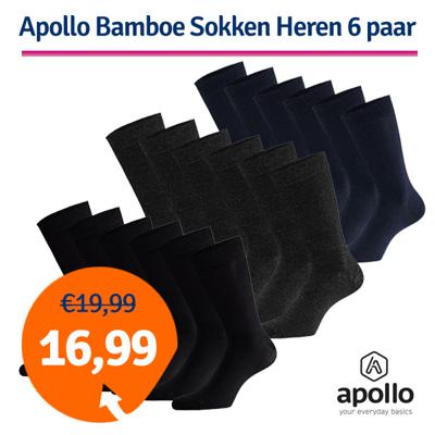 Apollo Sokken Basic Bamboo Zwart 6-pack-35/38