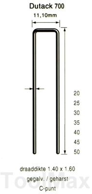 Dutack 11.1mm nieten | 40mm | 10.000 stuks - 5056042
