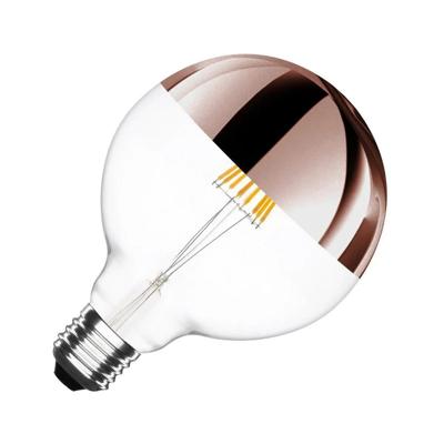 Grote Nostalgia globe g125 E27 met &apos;Copper Cap&apos; led lamp dimbaar
