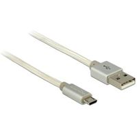 DeLOCK 2m, USB2.0-A/USB2.0 Micro-B USB-kabel USB A Micro-USB B Zilver, Wit