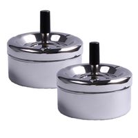 4x stuks ronde draaiasbak/terras asbak zilver RVS 12 x 12 x 7 cm - thumbnail