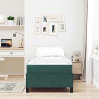 Bedframe Donkergroen, groen en wit 90 x 200 cm Fluweel