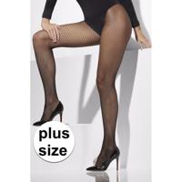 Visnet panty - zwart - plus size - dames - verkleed panty - XXL/XXXL